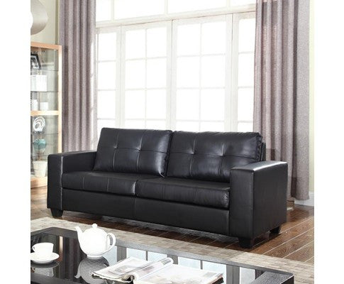 NIKKI 3 SEATER LEATHERETTE LOUNGE - BLACK