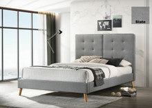DOUBLE MARILYN LINEN FABRIC BED - SLATE (LIGHT GREY)