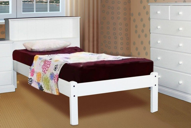 SINGLE (AUSSIE MADE) BOOKEND DELUXE BED - WHITE, ANTIQUE WHITE, WHITEWASH & BRUSHED COLOUR OPTIONS