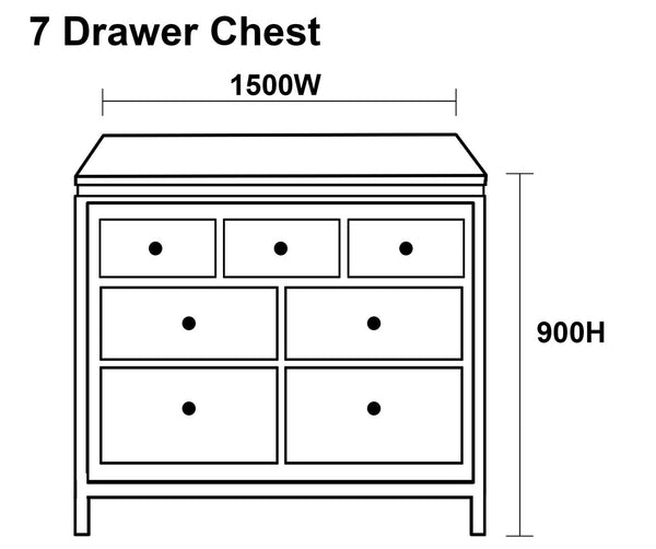 OZARK (AUSSIE MADE) 7 DRAWER LOWBOY - 900(H) x 1500(W) - ASSORTED PAINTED COLOURS