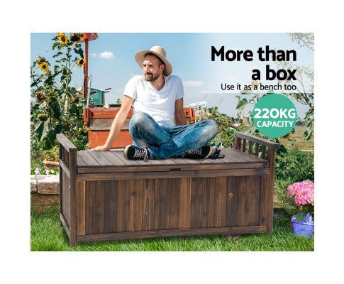 MANDERSON SOLID PINE OUTDOOR / INDOOR STORAGE BENCH / BOX - CHARCOAL OR NATURAL