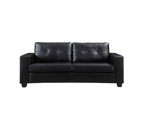 NIKKI 3 SEATER LEATHERETTE LOUNGE - BLACK