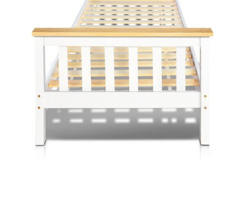 SINGLE LAWRENCE SOLID TIMBER BED FRAME - WHITE (TWO TONE)