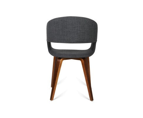 ABBIE SET OF 2 FABRIC UPHOLSTERED CHAIR - CHARCOAL