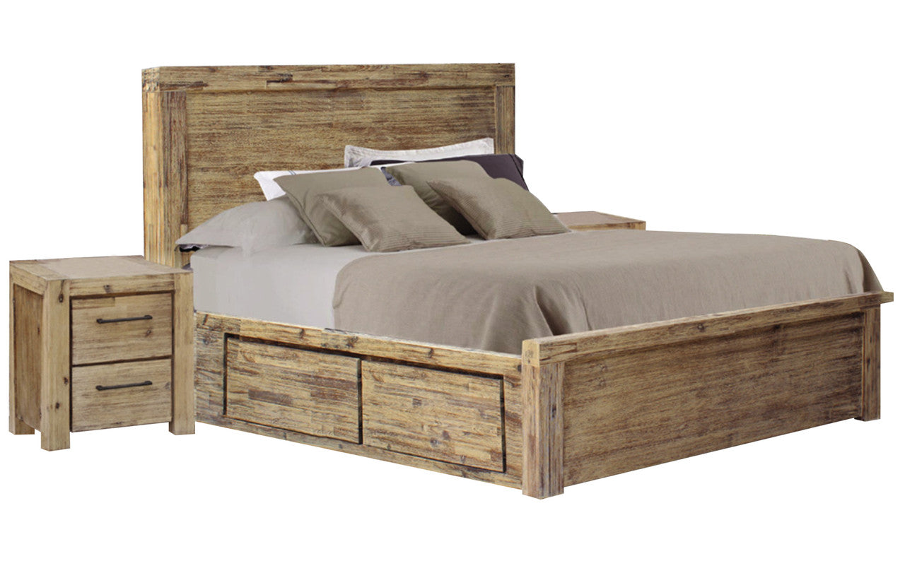 WINSLOW KING 3 PIECE (BEDSIDE) BEDROOM SUITE WITH 4 DRAWERS - AS PICTURED