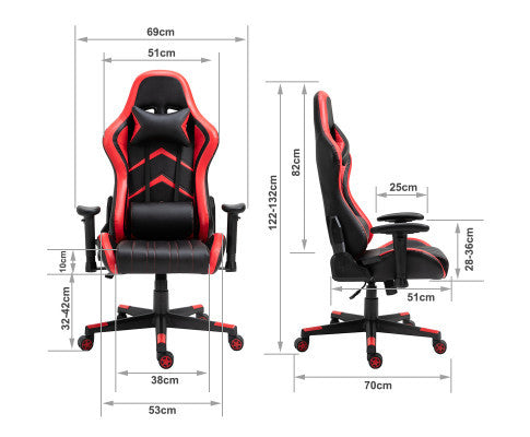 JEMAINE PU LEATHER OFFICE COMPUTER GAMING CHAIR - BLACK & RED