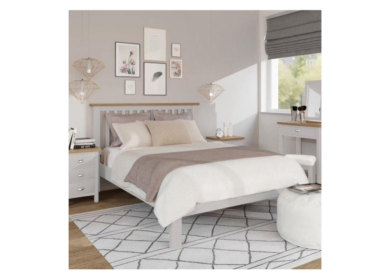SINGLE SPENCER (TT-30-W) BED FRAME ONLY - BRIGHT WHITE / LIGHT OAK (2 TONE)