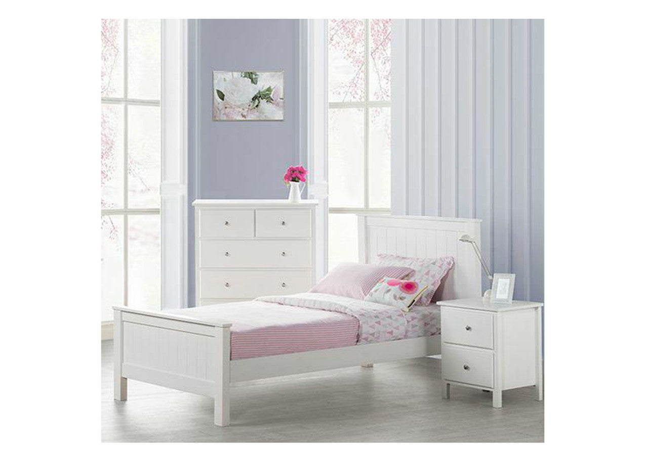 SINGLE EMPRESS HARDWOOD / CUSTOM-WOOD BED WITH SINGLE TRUNDLE BED - (2-18-15-4-9-5) - WHITE