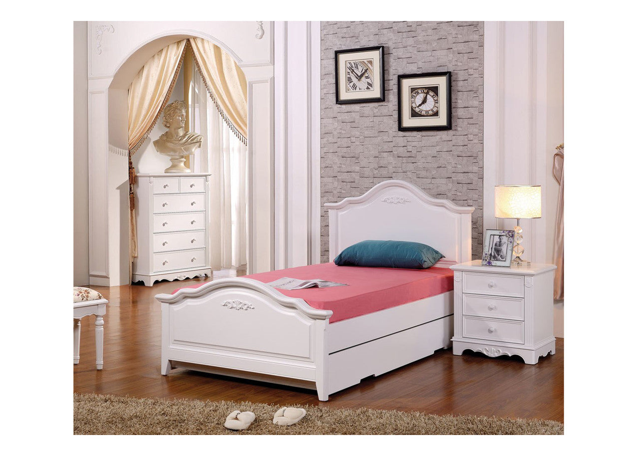 Single Harmony (LS-015) Bed Excluding Under Bed Trundle Bed (MODEL 13-5-12-15-4-25) - Ivory White