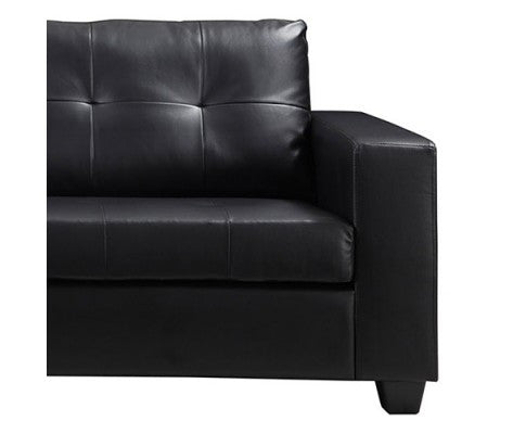 NIKKI 3 SEATER LEATHERETTE LOUNGE - BLACK