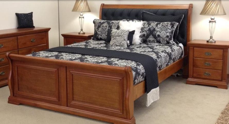 LAYFIELD KING 4 PIECE TALLBOY HARDWOOD BEDROOM SUITE - (MODEL:22-9-3--20-15-18-9-1)