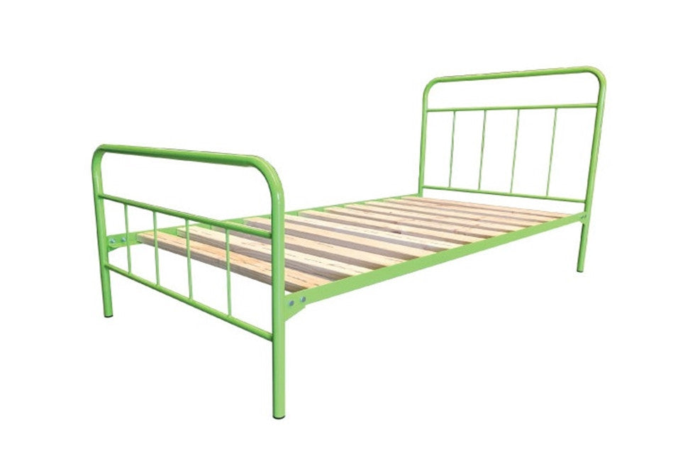 SINGLE  MOSSMAN  METAL  BED  - ASSORTED COLOURS AVAILABLE