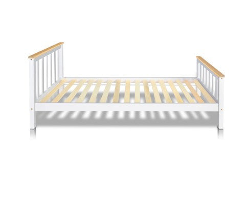 SINGLE LAWRENCE SOLID TIMBER BED FRAME - WHITE (TWO TONE)