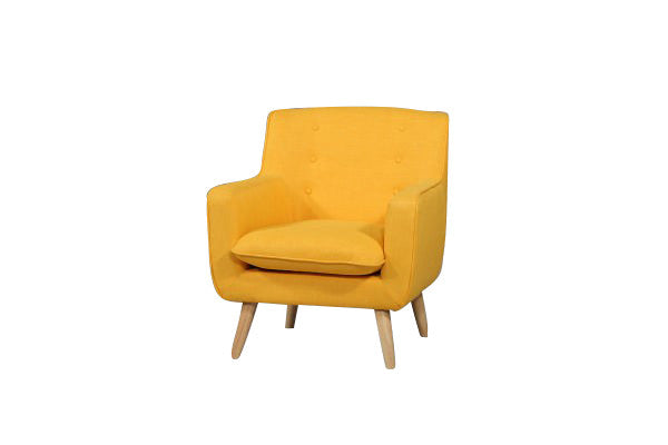 GEORGIA FABRIC UPHOLSTERED CHAIR WITH FOOT STOOL - YELLOW