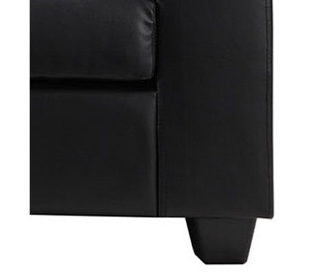 NIKKI 3 SEATER LEATHERETTE LOUNGE - BLACK