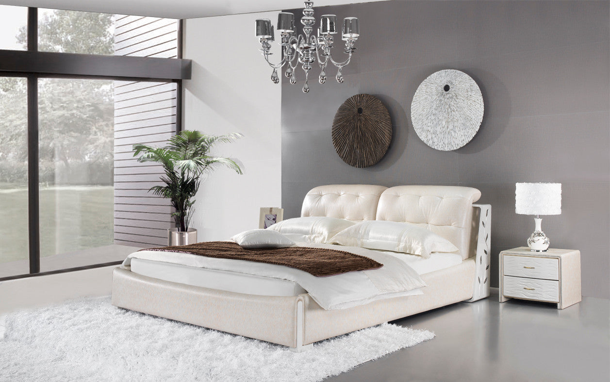 VASERIA KING 3 PIECE BEDSIDE BEDROOM SUITE (WITH #155 BEDSIDES) - LEATHERETTE - ASSORTED COLOURS - (WITH OPTIONAL UPGRADE FOR GAS LIFT UNDERBED STORAGE)