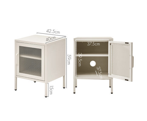 FARREL MINI MESH DOOR STORAGE CABINET - WHITE