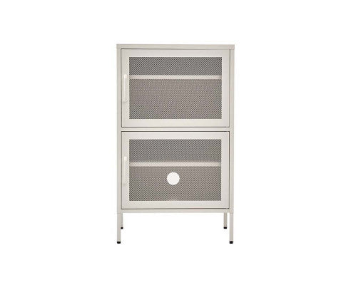 FARREL DOUBLE MESH DOOR STORAGE CABINET - WHITE