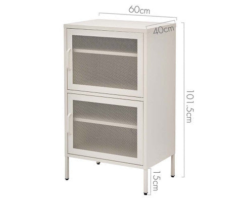 FARREL DOUBLE MESH DOOR STORAGE CABINET - WHITE