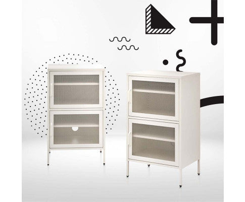 FARREL DOUBLE MESH DOOR STORAGE CABINET - WHITE