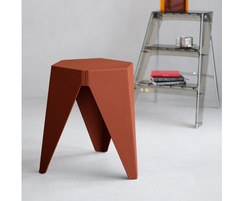 ASTRID (SET OF 2) PLASTIC STACKING STOOLS - RED