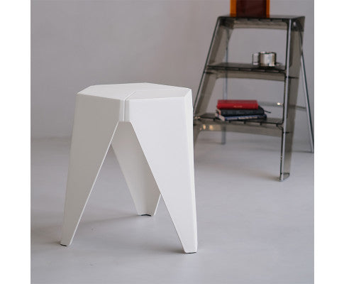 ASTRID (SET OF 2) PLASTIC STACKING STOOLS - WHITE
