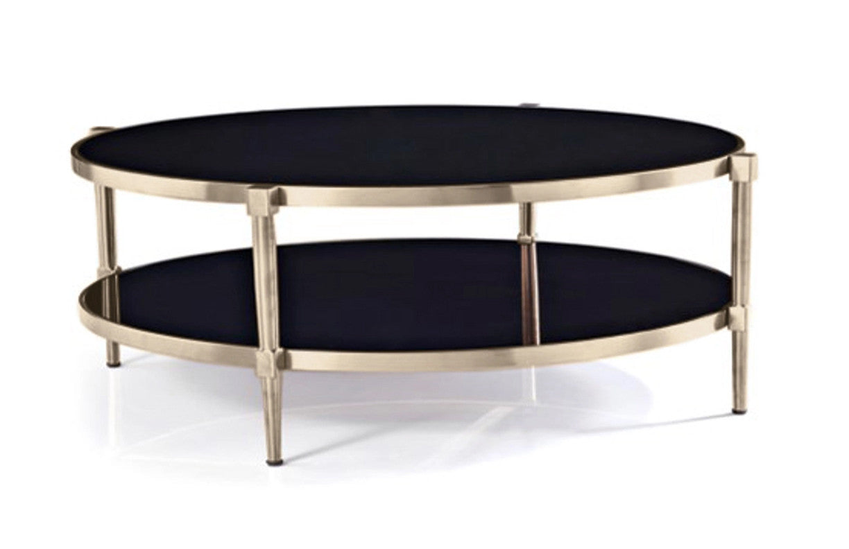 ALBAH COFFEE TABLE WITH SHELF - GOLD / BLACK