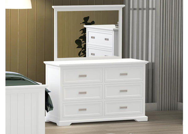 HAMPTON (CUSTOM MADE) 6 DRAWER DRESSING TABLE WITH MIRROR - 1800(H) x 1200(W) - ASSORTED COLOURS