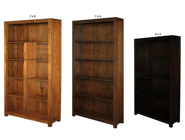 AMSTERDAM HARDWOOD HIGHLINE BOOKCASE COLLECTION - ASSORTED STAINED / PAINTED COLOURS