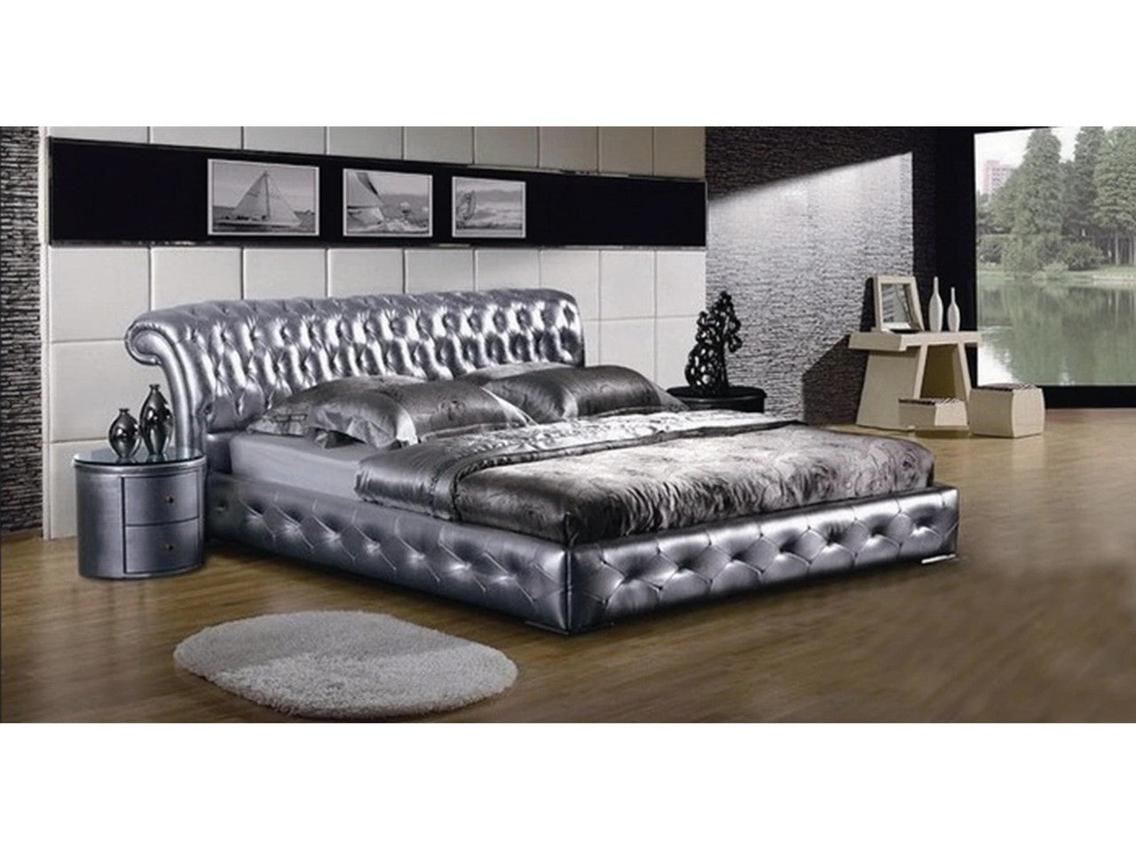 QUEEN ANNA SOPHIA LEATHERETTE BED (3018) - ASSORTED COLORS