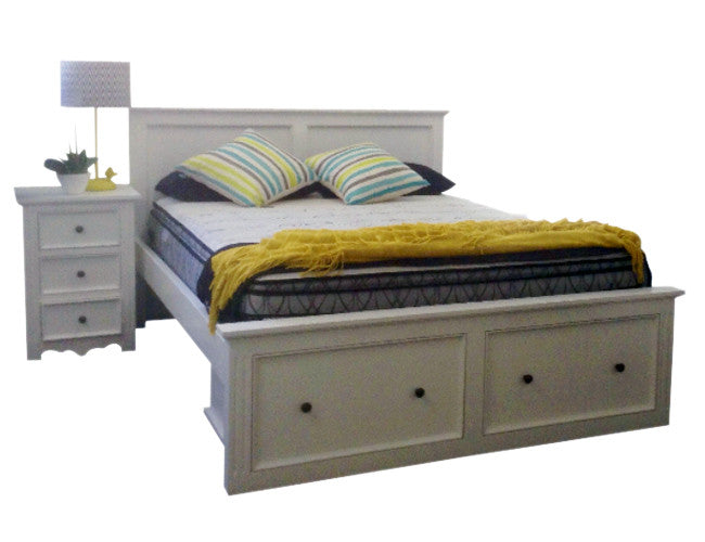 KING Harbour (AUSSIE MADE) BED WITH 2 DRAWERS ONLY - WHITE