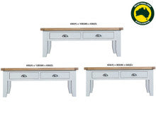 ARBETTA (AUSSIE MADE) COFFEE TABLE WITH 2 DRAWERS COLLECTION - TASSIE OAK COMBINATION - ASSORTED STAINED / PAINTED COLOURS - STARTING FROM $699