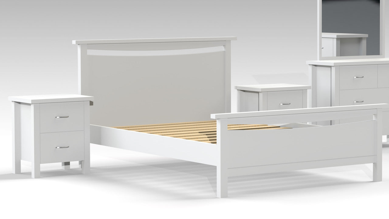 DOUBLE OR QUEEN ALODIA (AUSSIE MADE) 3 PIECE (BEDSIDE) BEDROOM SUITE - ASSORTED COLOURS