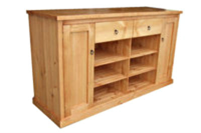 TIMBER LOWLINE TV UNIT WITH 2 DOORS, 2 DRAWERS & 6 COMPONENT SHELVES -1010(H) X 1800(W) - ASSORTED COLOURS AVAILABLE
