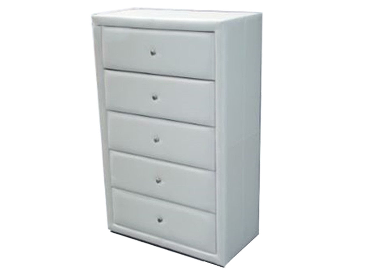 CELA (W-12) 5 DRAWER LEATHERETTE TALLBOY - 1230(H) X 810(W) - WHITE