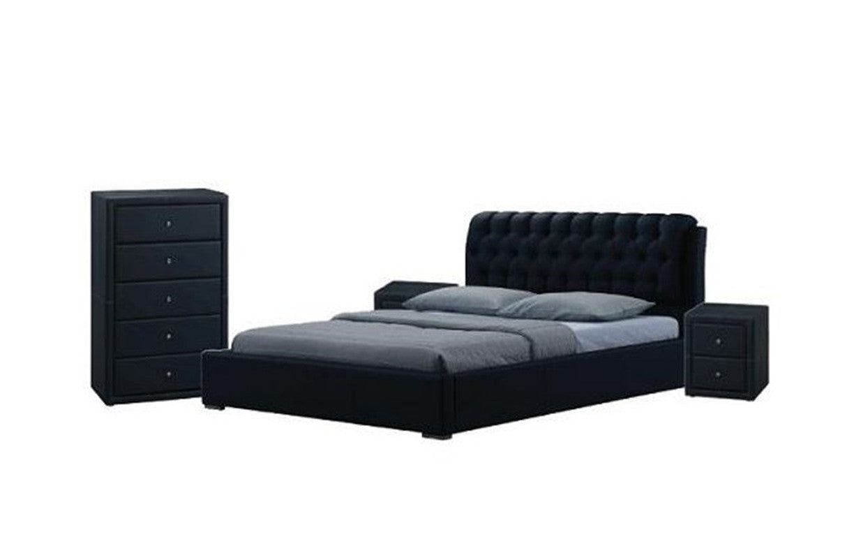 AVALON (WD-4118) KING 4 PIECE TALLBOY BEDROOM SUITE - LEATHERETTE - BLACK OR WHITE
