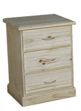 AVOCA (AUSSIE MADE) 3 DRAWER BEDSIDE TABLE - 700(H) x 500(W) - ASSORTED STAINED COLOURS
