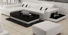 PATTERSON BONDED LEATHER CHAISE LOUNGE SUITE ( MODEL-G1101C) - CHOICE OF LEATHER AND ASSORTED COLOURS AVAILABLE