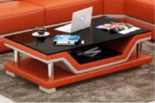 LAMI COFFEE TABLE (MODEL-CT9003) - FULL LEATHERETTE + 2 TEMPERED GLASS - 1200(W) X 700(D) - ASSORTED COLOURS