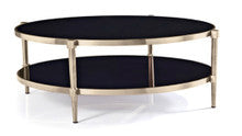 ALBAH COFFEE TABLE WITH SHELF - NICKEL / BLACK