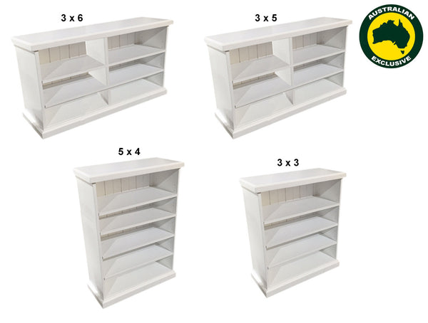 ALEXIA (AUSSIE MADE) LOWLINE BOOKCASE COLLECTION - ASSORTED PAINTED COLOURS
