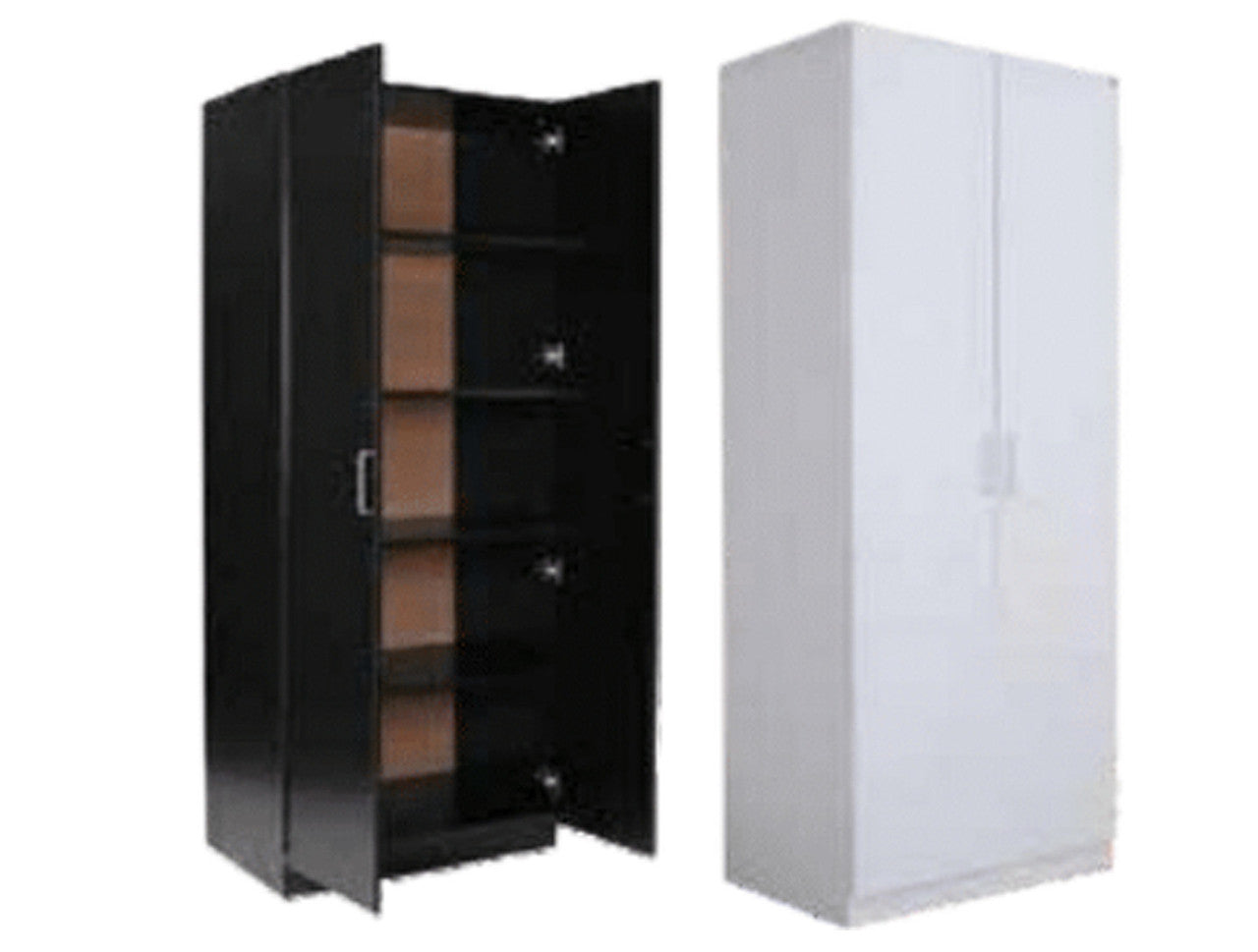 ALLEAH 2 DOOR / 5 SHELF PANTRY - BLACK OR WHITE