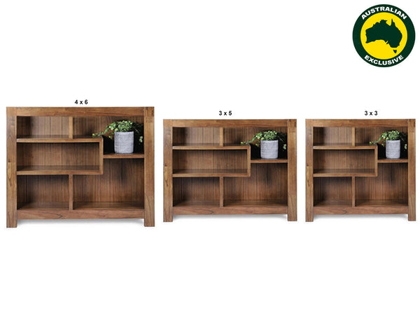 ALVARADO (AUSSIE MADE) LOWLINE BOOKCASE COLLECTION - ASSORTED STAINED COLOURS