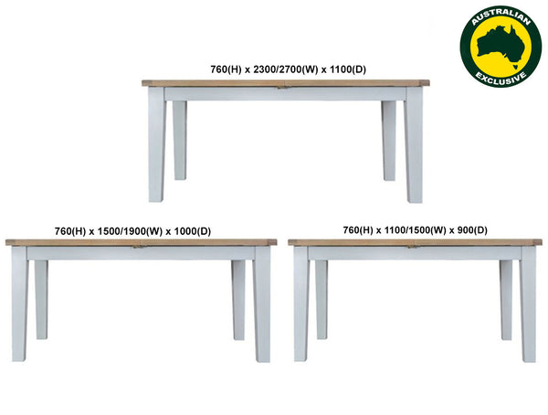 ARBETTA (AUSSIE MADE) EXTENSION DINING TABLE COLLECTION - ASSORTED STAINED / PAINTED COLOURS