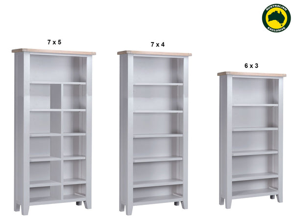 ARBETTA (AUSSIE MADE) HIGHLINE BOOKCASE COLLECTION - 2 TONE - (TASSIE OAK COMBINATION TOP / ASSORTED PAINTED COLOURS CARCASS)