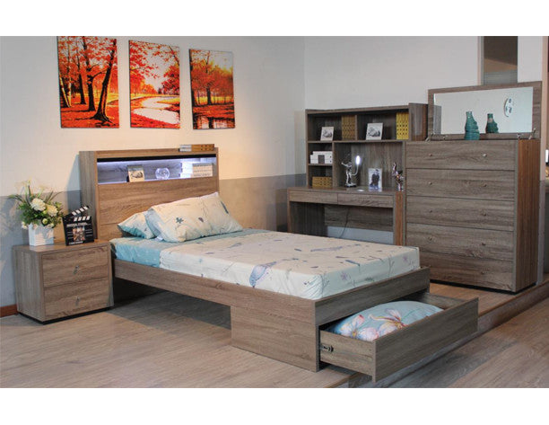 DENZEL STUDY DESK WITH HUTCH - 1515(H) x 1200(W) x 580(D) - GREY OAK