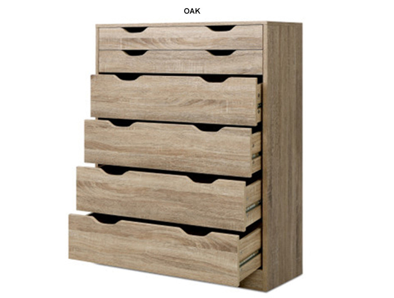 ARTIM 6 DRAWER TALLBOY - 1050(H) x 800(W) - WHITE OR OAK