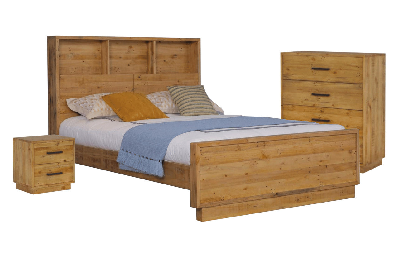 SYRACUSE DOUBLE OR QUEEN 4 PIECE (TALLBOY) BOOKEND BEDROOM SUITE - RUSTIC