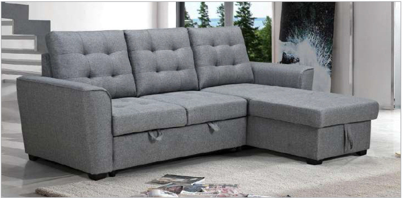 STELLO 3 SEATER FABRIC SEATER - SOFABED WITH STORAGE - CHARCOAL