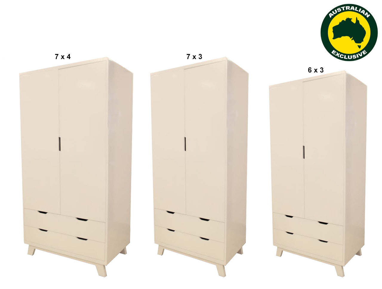 AVALON (AUSSIE MADE) 2 DOOR / 2 DRAWER WARDROBE COLLECTION - ASSORTED PAINTED COLOURS - STARTING FROM $1299